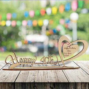 Personalised Wooden Heart Birthday Card